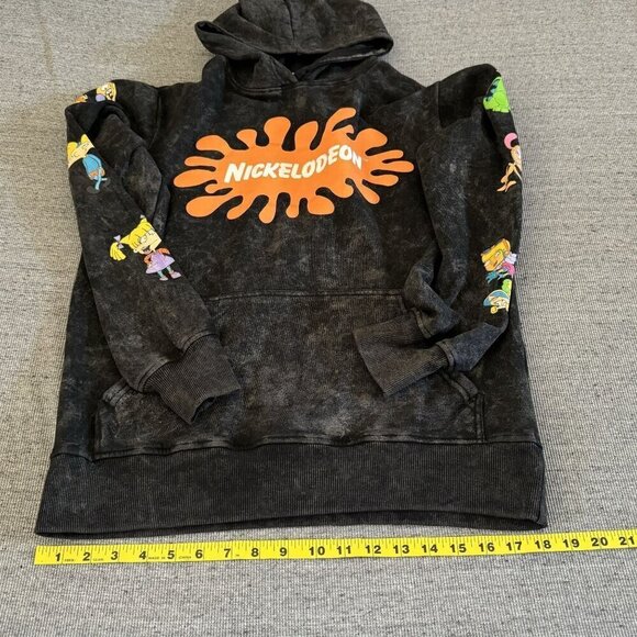 Nickelodeon Logo Retro 90's Style  Black Hoodie Graphic Print Women Size S - Picture 5 of 14